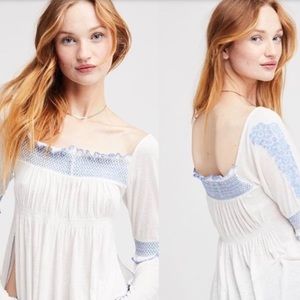 Free People Floral Embroidered Tunic Top